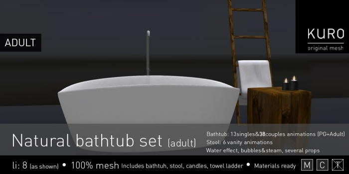 Kuro - Natural bathtub set (adult)
