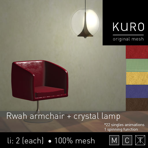 Kuro - Rwah armchair and Crystal lamp