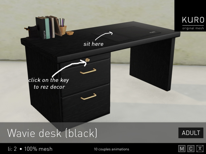 Kuro - Wavie desk (black) Adult