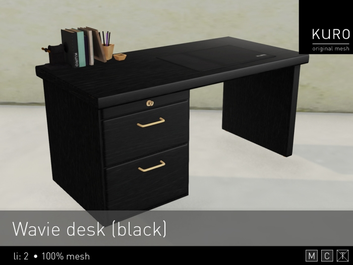 Kuro - Wavie desk (black)