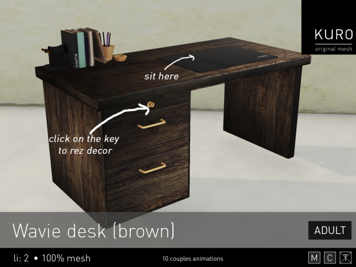 Kuro - Wavie desk (brown) Adult