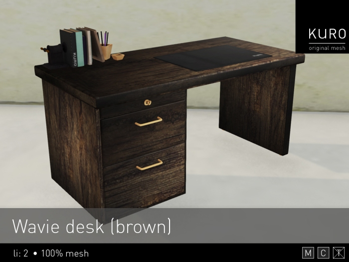 Kuro - Wavie desk (brown)